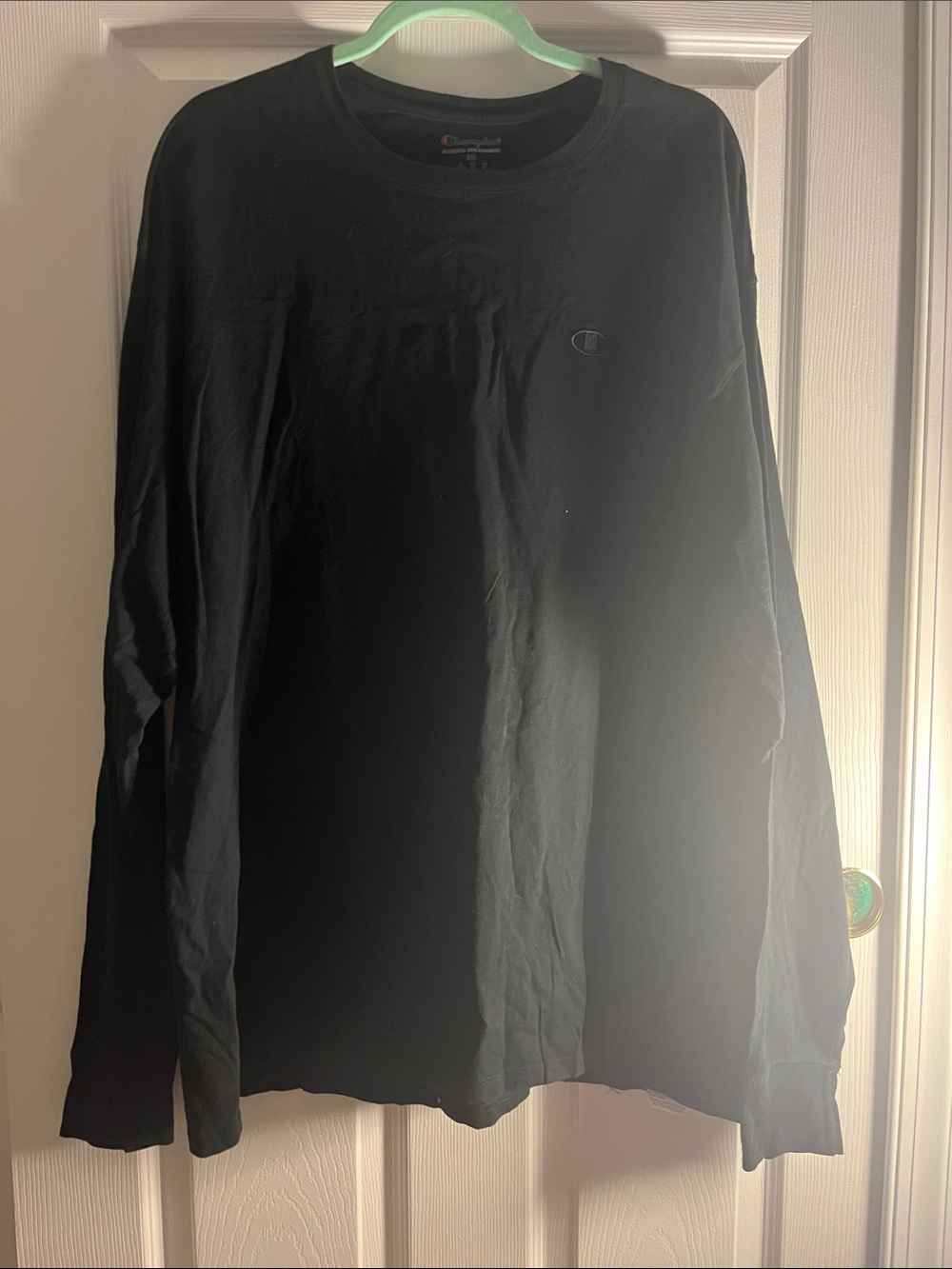 2XL Champion Black Long-Sleeve Crewneck Shirt
